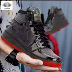 XYLUS Black Fancy Laser Cuts Lace-Up Casual Shoes