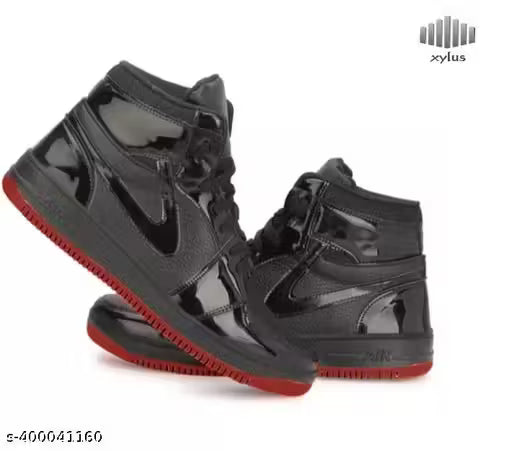 XYLUS Black Fancy Laser Cuts Lace-Up Casual Shoes