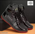 XYLUS Black Fancy Laser Cuts Lace-Up Casual Shoes