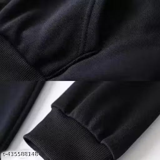 Men Anime Cotton Blend Hooded Sweatshirt (black)